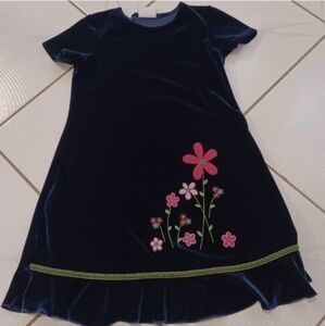 4/$60 Navy Velour Dress - Size 6X Girls